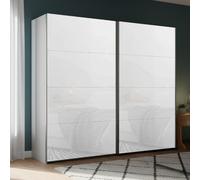 Beluga Extra Sliding Wardrobe - 226cm - 2 Door - Silk Grey & White Glass