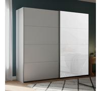 Beluga Extra Sliding Wardrobe - 226cm - 2 Door - Silk Grey & White Glass Front