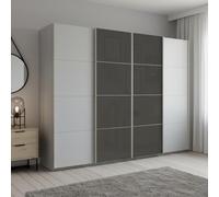 Beluga Extra Sliding Wardrobe - 271cm - 4 Door - Silk Grey & Basalt Glass Front