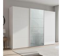 Beluga Extra Sliding Wardrobe - 316cm - 3 Door - Alpine White & Silk Grey Glass Front