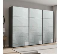 Beluga Extra Sliding Wardrobe - 316cm - 3 Door - Graphite & Silk Grey Glass