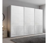 Beluga Extra Sliding Wardrobe - 316cm - 3 Door - Silk Grey & White Glass