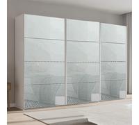 Beluga Extra Sliding Wardrobe - 361cm - 3 Door - Alpine White & Silk Grey Glass