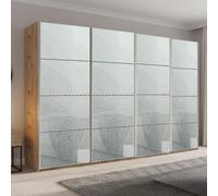 Beluga Extra Sliding Wardrobe - 361cm - 4 Door - Artisan Oak & Silk Grey Glass