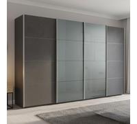 Beluga Extra Sliding Wardrobe - 361cm - 4 Door - Graphite & Silk Grey Glass Front