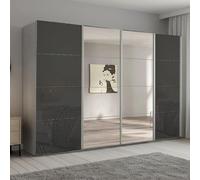 Beluga Extra Sliding Wardrobe - 361cm - 4 Door - Mirror - Silk Grey & Basalt Glass