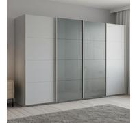 Beluga Extra Sliding Wardrobe - 361cm - 4 Door - Silk Grey & Silk Grey Glass Front