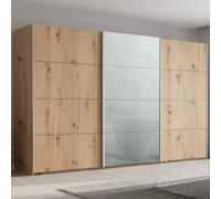 Beluga Extra Sliding Wardrobe - 406cm - 3 Door - Artisan Oak & Silk Grey Glass Front