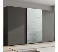 Beluga Extra Sliding Wardrobe - 406cm - 3 Door - Graphite & Silk Grey Glass Front