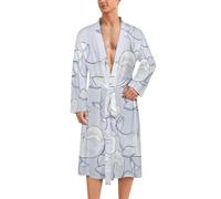 Beluga Wave Men's Bathrobe Spa Long Bath Robe for Women Lightweight Sleepwear