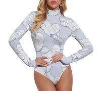 Beluga Wave Women's Mock Turtle Neck Bodysuit Long Sleeve Tops Body Suits M