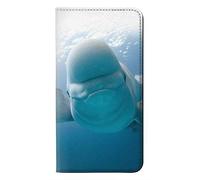 Beluga Whale Smile Whale PU Leather Flip Case Cover For LG Q7