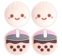 BelugaDesign Boba Dumpling Thumb Grips | Cute Cutecore Food Pork Bun Face Bubble Tea | Kawaii Japanese Button Joystick Cap Cover | Compatible with Nintendo Switch Standard Lite OLED