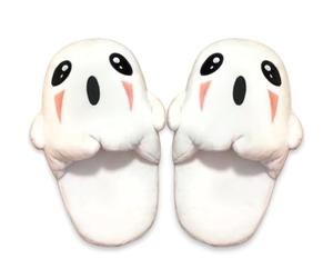 BelugaDesign Ghost Plush Slippers | Cute Scary Halloween House Shoes for Women | Soft Cozy Cartoon Spooky Ghostie Slides | Kawaii Creepy White Indoor Slippers | Fits Most Sizes