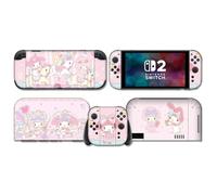 BelugaDesign Hello Melody Pastel Pink Skin Compatible with Nintendo Switch 2 | Kawaii Anime Dog Vinyl Wrap Decal Cover | Cute Japanese Cartoon Full Console & Dock Sticker