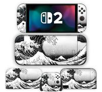 BelugaDesign Japanese Wave Skin | Compatible with new Nintendo Switch 2 | Anime Great Kanagawa Ocean Water Art Black White Vinyl Wrap Decal Cover | Cool Asian Console & Dock Sticker Protective Cover