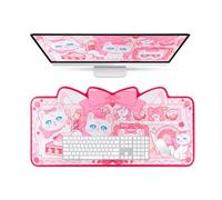 BelugaDesign Kawaii Cat Desk Pad | Cute Pastel Large Mouse Pad | Anime Keyboard Laptop Gaming Setup Accessories Mousepad | Machine Washable Nonslip Desk Blotter Protector (Pink)