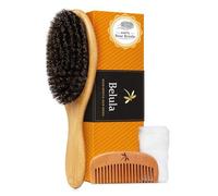 Belula 100% Boar Bristle Hair Brush Set. Soft Natural Bristles for Thin and Fine Hair. Restore Shine And Texture. Wooden Comb, Travel Bag and Spa Headband Included!
