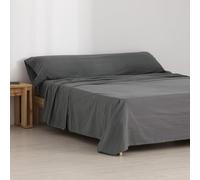 BELUM | 90 Titanium Flannel Sheet Set, 100% Cotton, Sheet Set, Consists: Top: 160 x 270 cm, Fitted Sheet: 90 x 200 cm + 30 cm, Pillow 45 x 110 cm