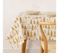 BELUM | Christmas Tablecloth 100 x 140 cm 100% Cotton Resin Stain Resistant (Not Plastic-Coated) Model Christmas 31 Gold