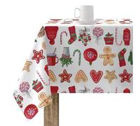 BELUM | Christmas Tablecloth | Stain-Resistant Rectangular Table Cloth | Resin Tablecloth (Laminated Feel) | Table Cloth | Home Table Cloth (100 x 140 cm)