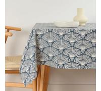 BELUM | Dark Blue 140x140 Modern Geometric Stain-Resistant 100% Cotton Resin Tablecloth, Square Shape, Waterproof, Anti-Stain, Stain-Repellent, Easy to Clean