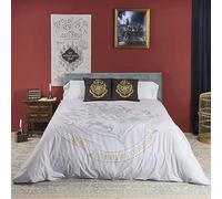 BELUM | Harry Potter Duvet Cover, 100% Cotton Hogwarts Grey Duvet Cover with Buttons (180 x 220 cm)