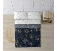 BELUM | HPotter Gold 100% Cotton Printed Pillow and Fitted Sheet Set for 180 Bed | Lightweight, Soft and Comfortable Sheet Set | Harry Potter Official Licensed