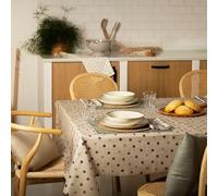 BELUM | Resin Tablecloth 100% Organic Cotton XL | Stain Resistant | Waterproof | Rectangular Tablecloth (200 x 140 cm) - Beige - Polka Dot