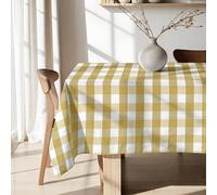 BELUM,Resinated Tablecloth Stain Resistant Mustard Paintings, Tablecloth Vichy Squares Size; 100x140 cm, Tablecloth Vichy Mustard, Tablecloth Fabric 100% Organic Cotton