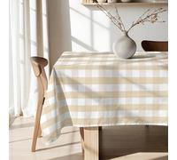 BELUM,Resinated Tablecloth Stain Resistant Paintings 0120-103, Tablecloth Plaid Vichy Size; 300x140 cm, Tablecloth Vichy Vanilla, Tablecloth Fabric 100% Organic Cotton