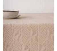 BELUM | Stain Resistant Jacquard Tablecloth Size 200 x 155 cm - Stain Resistant Extra Soft Feel Beige Tablecloth Fabric 70% Cotton - 30% Polyester Model 31990C