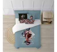 BELUM Superman Duvet Cover, Blue, Queen Size, 100% Cotton, Geometric Pattern with Buttons (180 x 240 cm)