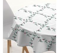 Belum White Christmas 1 Tablecloth for Christmas, Diameter 100 cm, Round 100% Cotton, Resin-Coated, Stain Resistant, Model White Christmas 1