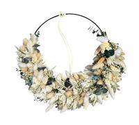 Belunara Dried Flowers Wreath, Winter, Boho Decorative Wreath for Home or Gift, Handmade, Eco-friendly, Large, Round, Indoor, Beige, Green, Brown, White
