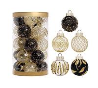 belupai 25PCS Christmas balls Ornaments, Assorted Shatterproof Christmas balls Ornaments with Strings, Reusable Hanging Tree Assorted Ornament Set for Xmas Tree, Holiday(Black)