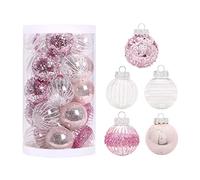 belupai 25PCS Christmas balls Ornaments, Assorted Shatterproof Christmas balls Ornaments with Strings, Reusable Hanging Tree Assorted Ornament Set for Xmas Tree, Holiday(Pink)