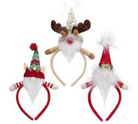 Belupai 3PCS Christmas Headbands，Xmas Reindeer Gnome with Hat Santa Headwear Cute Antler Headbands Xmas Hair Hoop Festive Holiday Party Accessory for Christmas Dress Up Cosplay