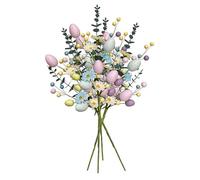 belupai 4pcs Artificial Easter Egg Stems, 17.8in Tall Artificial Easter Picks with Colorful Berry and Daisy Flower Sprays Easter Eggs Branches Vase Fillers for Home Office Party