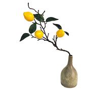 belupai Artificial Lemon Branches, 19.7Inch Fake Lemon Branches with Green Leaves Branches Faux Lemon Stems Plant Fruit Branche for Home Party Garden Without Vase Decoration(Yellow)