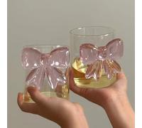belupai Bow Glass, Clear Crystal Martini Glass with Pink Bow, Romantic Champagne Glasses Cocktail Wine Drinking Glasses for Weddings, Engagements, and Special Occasions (2pcs)
