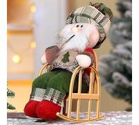 belupai Christmas Santa Claus Figurine Doll, Santa Snowman Sitting on Rocking Chair Doll Ornament, Christmas Holiday Plush Doll Statue for Mantle Farmhouse New Year House Decor (A)