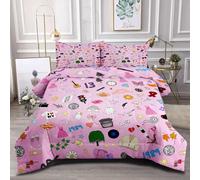 BELVED MIME Taylor Girls Pink Pop Music Theme Comforter Set Twin Bed in A Bag Bedding Set Taylor Merch Gifts for Music Singer Lovers Friends