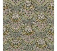 Grandeco Green Belvedere Floral Damask Metallic Effect Classic Smooth Wallpaper
