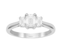 Belvedere Platinum 1.00cttw Emerald Cut 3 Stone Engagement Ring - Ring Size O