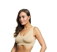 Belvia Bra Womens Soft Ultra Comfort Cozy Stretch Sports Bra Seamless Shape Wear Support Vest Top, Available in Small, Medium, Large, XL (Large - 40'' - 42'', Beige)