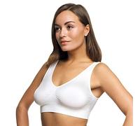 Belvia Bra Womens Soft Ultra Comfort Stretch Seamless Shapewear (Large - 40'' - 42'', White)