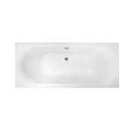 Belvit Vienna Acrylic Bathtub, 180 x 80 cm, Rectangular Tub with Centre Drain and Height-Adjustable Feet, Front Wall Bathtub, Space-saving Bathtub, Freestanding Bathtub, Modern, White