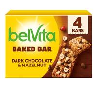 belVita Baked Bar Dark Chocolate & Hazelnut, Wholegrain and High in Fibre, 10 x 160g