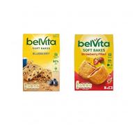 Belvita Berry Filled Soft Bakes Bundle, Includes Blueberry & Strawberry Filled Soft Breakfast Biscuits, Cereal Snack Bars Multipack, 10 x 50 g